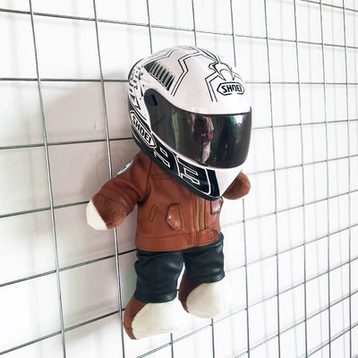 gift racing mechanic motorcycle Motosiklet dəbilqələri - height-28cm-camel-color-brown-leather-bear-shoei-white-ant-upgraded-tail-wing