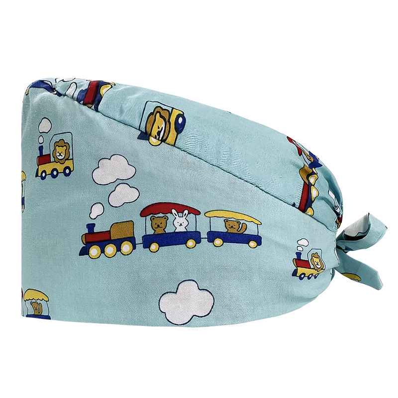 Gorro de Enfermera Coreano Fresco y Lindo, 100% Algodón, Gorro de Médico, Dentista, Estética y Salón de Belleza con Estampado Lindo.