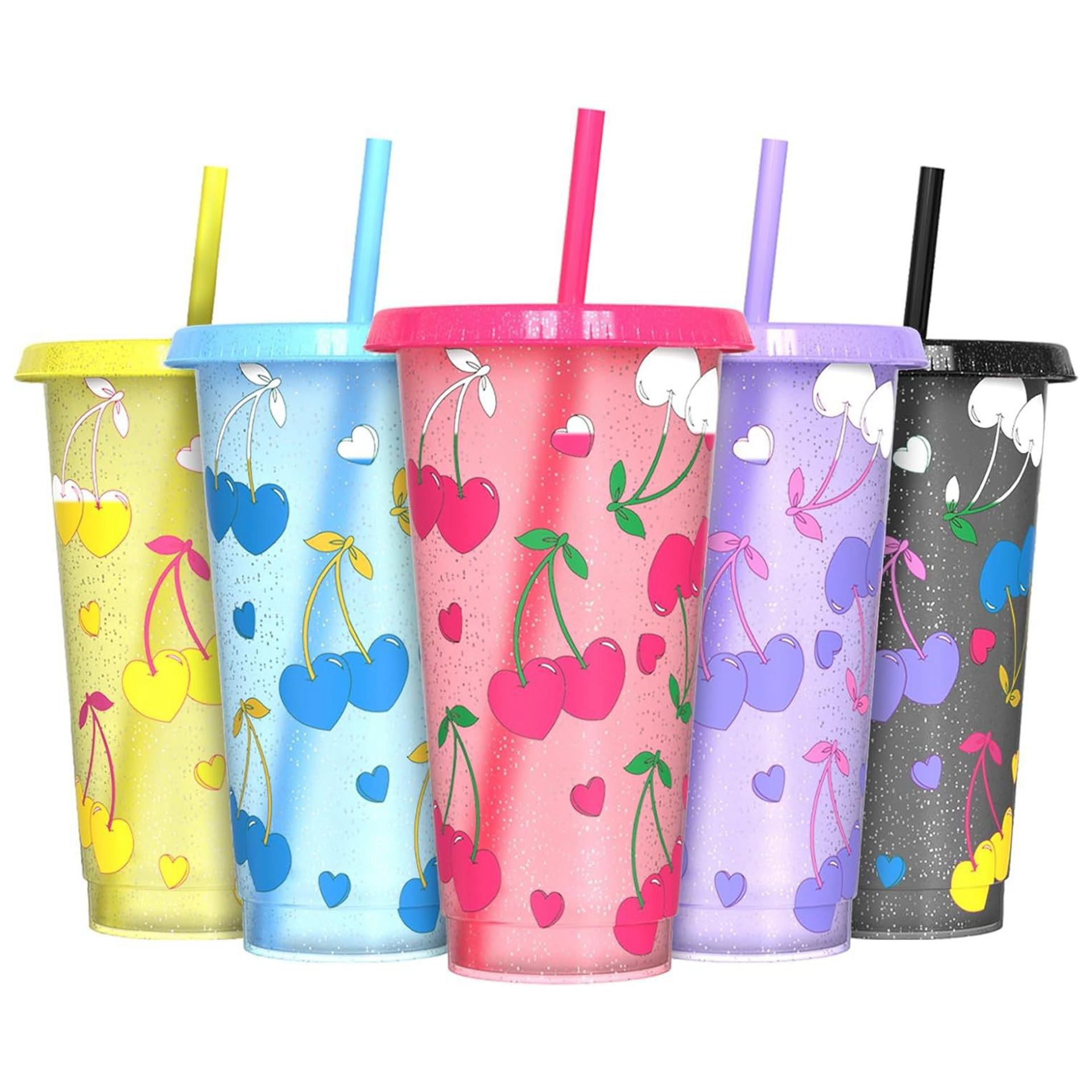 Halloween nueva taza de paja creativa bebida té frutas frío sensible a la temperatura taza de plástico PP de color