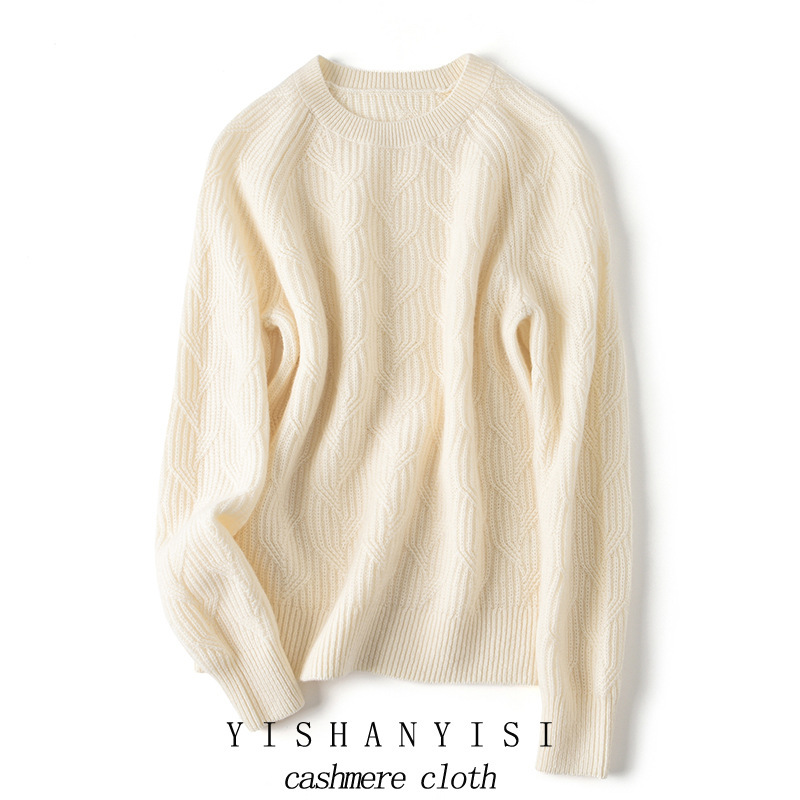 British Single Product~ Inner Mongolia Factory Sells 100% Pure Cashmere Sweater for Women, Round Neck Knit Base Shirt, Thickened for Autumn and Winter