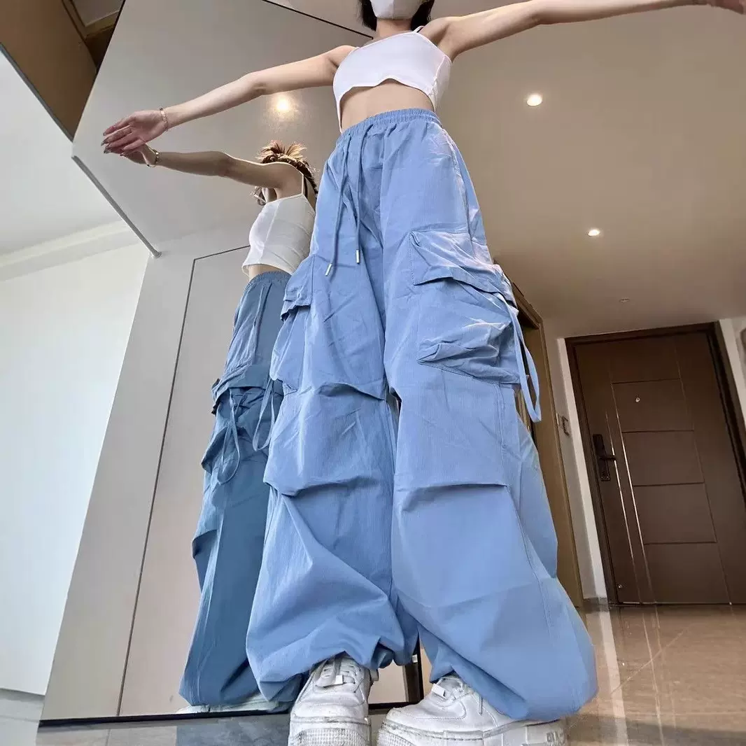 多巴胺穿搭美式复古工装裤男女夏季新款休闲时尚韩版潮流运动长裤