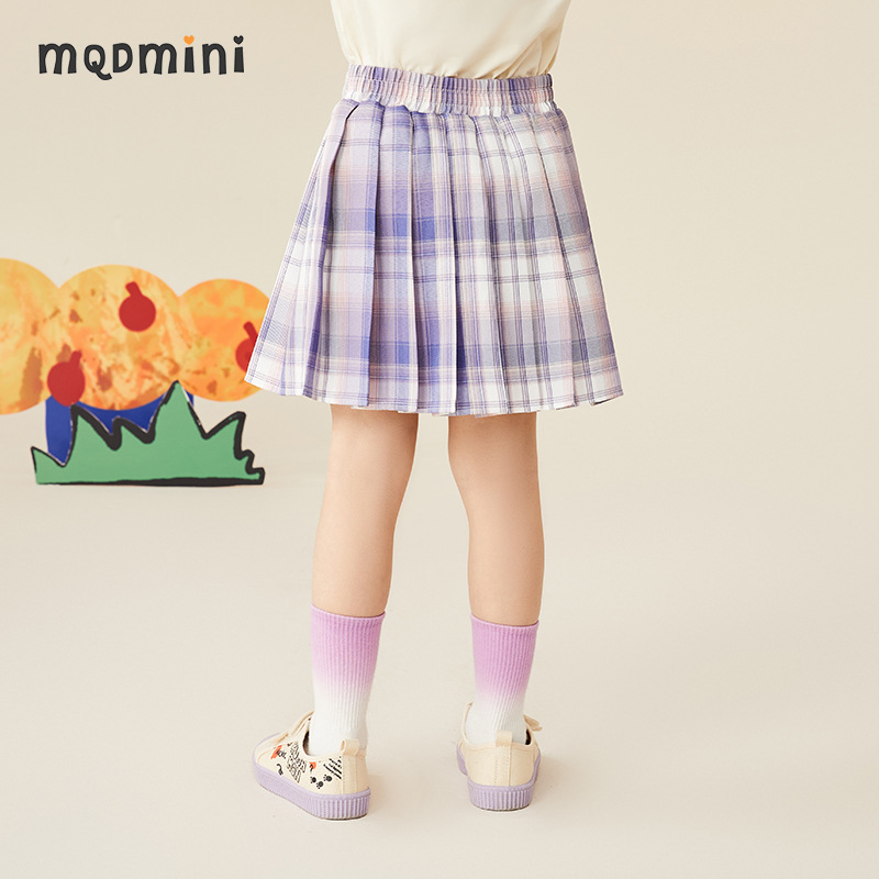 MQDMINI children's dress girls skirt pleated skirt spring new children's style all match preppy skirt