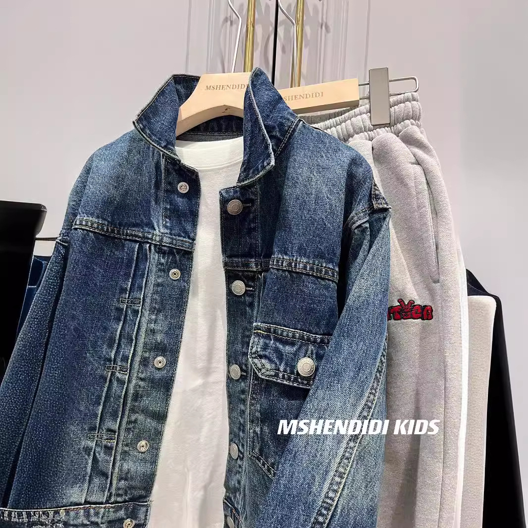 Children's denim demi-season jacket for boys