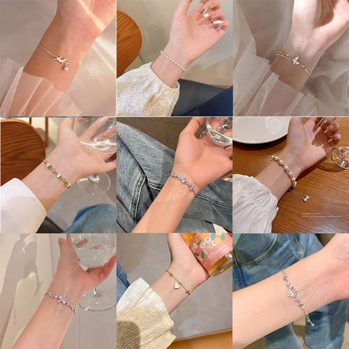 Korean versatile pearl bracelet for women, Instagram-style, niche and high-end titanium steel bracelet, couple bracelet, fashion accessories