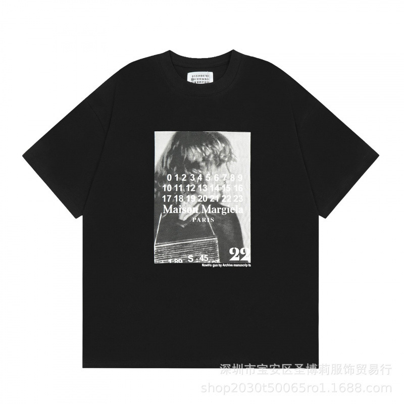 クロスボーダー メゾン マルジェラ マルジェラ デジタル プリント MM6 ピュアコットン 高品質 メンズ Tシャツ レディース 半袖 トレンド|undefined