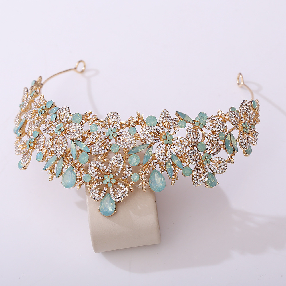 357g Weight Crown Hair Accessories Type 1 Piece Quantity Wedding, Birthday, Festival Occasion Alloy Material Leaves Pattern All Seasons Season Women's Gender Diamond Design Simple Style, Shiny Style Simple Style Shiny Women's Leaves Alloy Diamond Crown 15