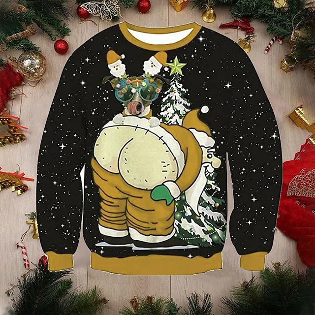 Long Top Length Hoodie Tops Type Christmas, Festival Occasion Round Neck Neckline Wholesale Unisex Polyester Christmas Santa Claus Long Sleeve Printing Hoodies & Sweatshirts