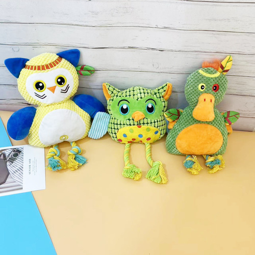 New Amazon Dog Plush Toy Cotton Rope Sound Interactive Toy for Boredom Relief, Chew-resistant and Durable Pet Supply