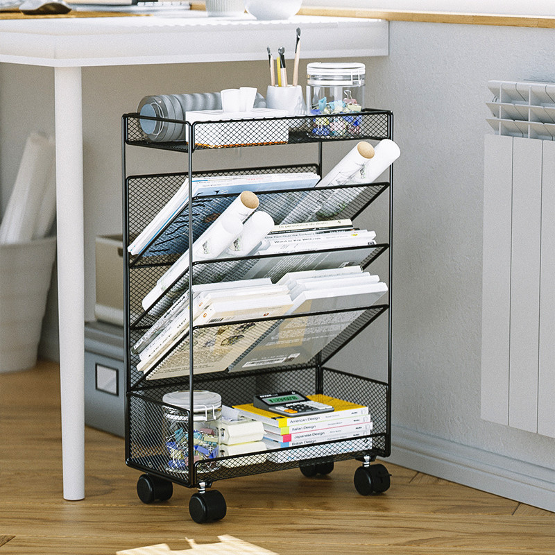 Office Bookshelf Floor-Standing Storage Rack under the Desk Storage Rack with Wheels Simple Storage Cabinet Removable Tableside Trolley