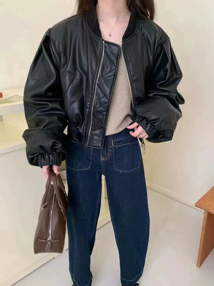 Polyurethane winter down jacket, fashionable baseball small cardigan