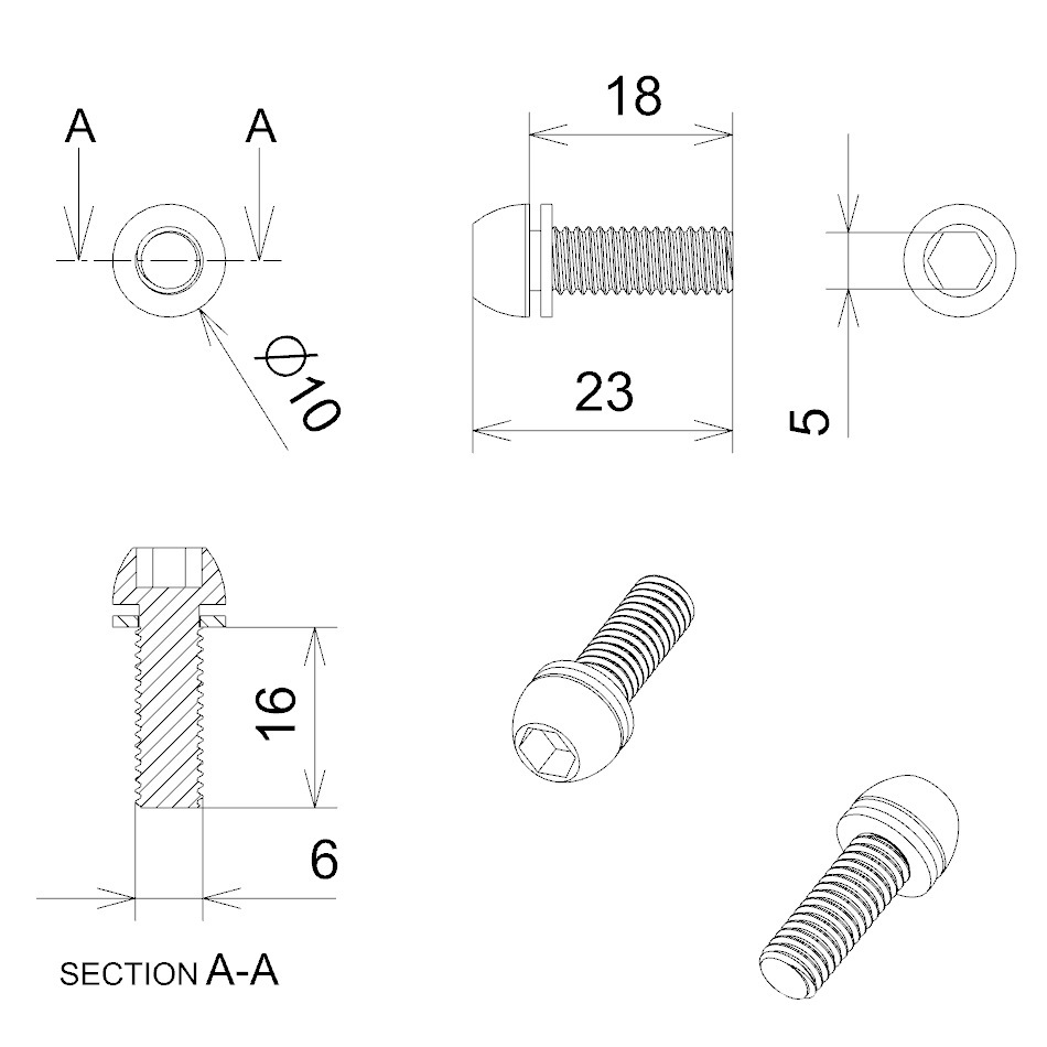 NFOX M6x18 Tornillo de pie con chapado en color de bicicleta