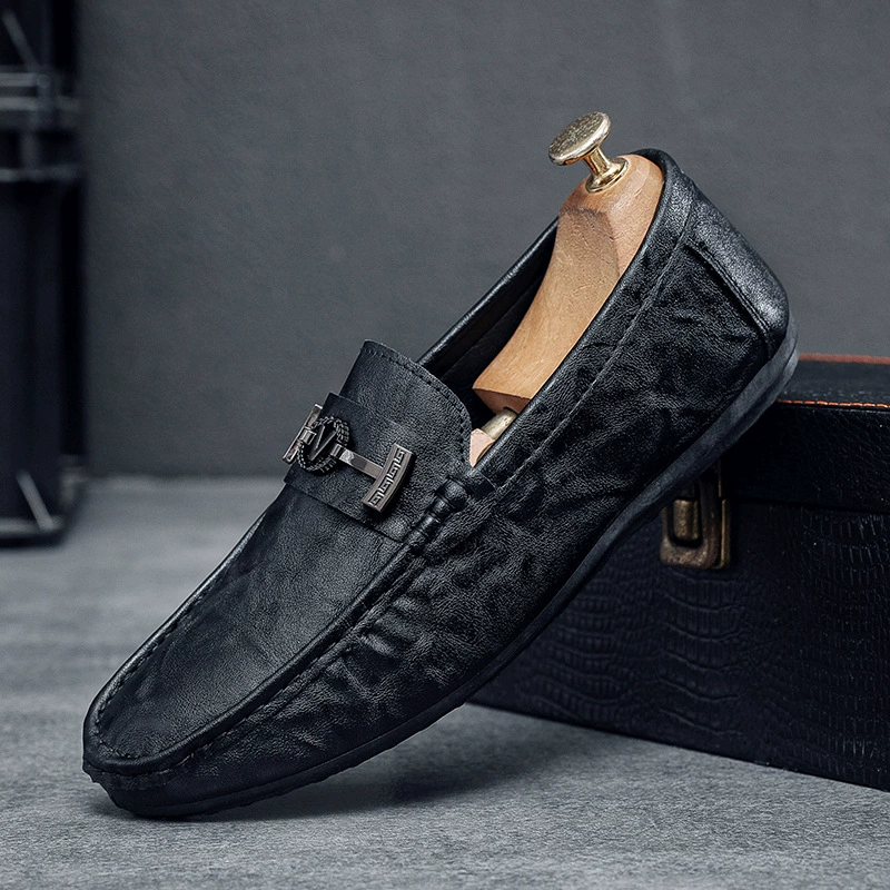 Новая летняя мужская обувь, лоферы, повседневная мужская обувь с низким вырезом, мягкая кожа, мягкая подошва, износостойкие туфли-бобы, мужская кожаная обувь.