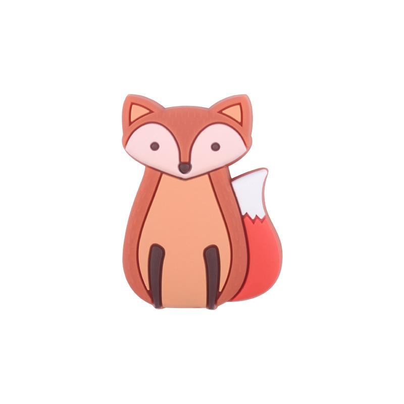 Nueva historieta silicona Fox pequeño mordedor DIY creativo bebé chupete cadena teether pulsera accesorios de juguete