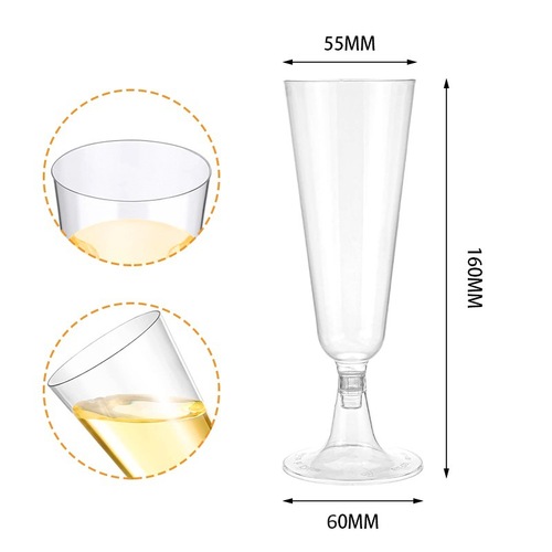 Cross-border factory one-time use champagne glasses transparent pudding cups plastic cups high-stem red wine glasses mousse cups dessert cups