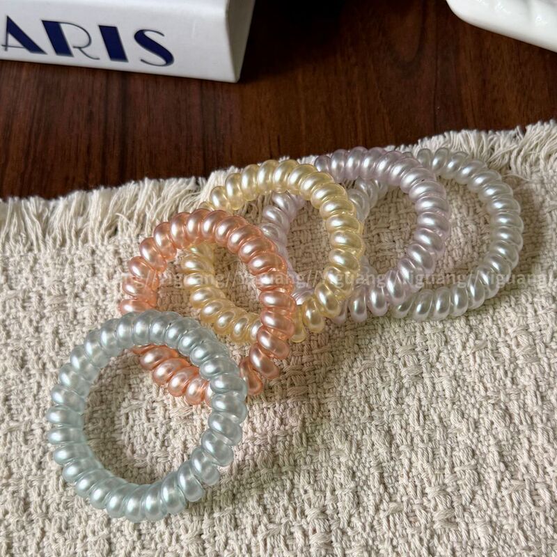 Matte Semi-Transparent Telephone Wire Hair Tie with Pearlescent Film, Elastic Traceless Hair Accessory
