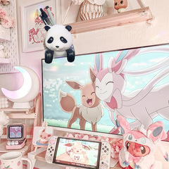 創意可愛背簍熊貓筆筒少女心搞怪學生辦公文具背簍熊貓掛電腦筆筒