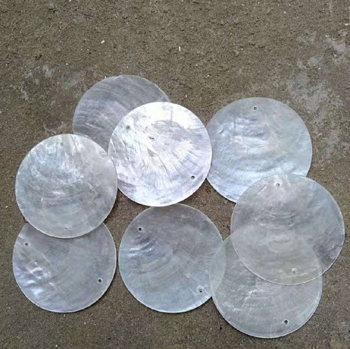 Natural Shell Round Disc 50mm Double Hole Mirror Shell Raw Material Soft Shell DIY Lamp Chime Accessory Translucent Sheet