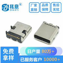 TYPE C メスソケット 16P 延長 10.0 オンボード 6 穴 4 ピン 90 度 DIP 端子パッチ TYPE-C16PIN