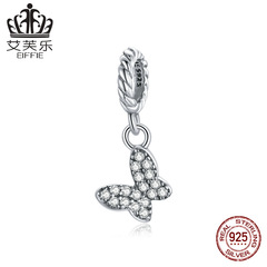 歐美流行原創純銀蝴蝶少女吊墜手鍊s925鋯石昆蟲簡約流行墜子配飾