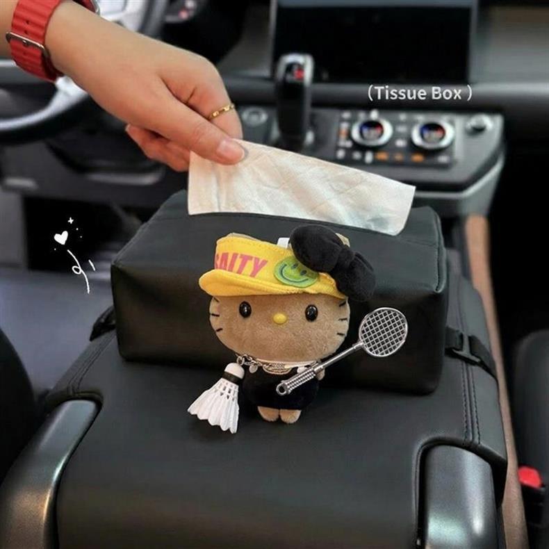 Car Tissue Box for Women, Cute Kt Car Tissue Holder, Hanging Seat Back Bowknot Car Decoration