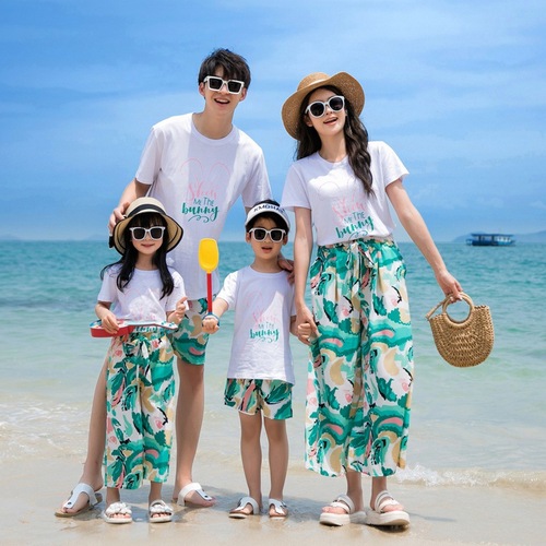 Beach Family Matching Set Summer  New Arrival Trios and Quads Full Family Outfit Mother and Daughter, Mother and Son Travel and Vacation Suitset