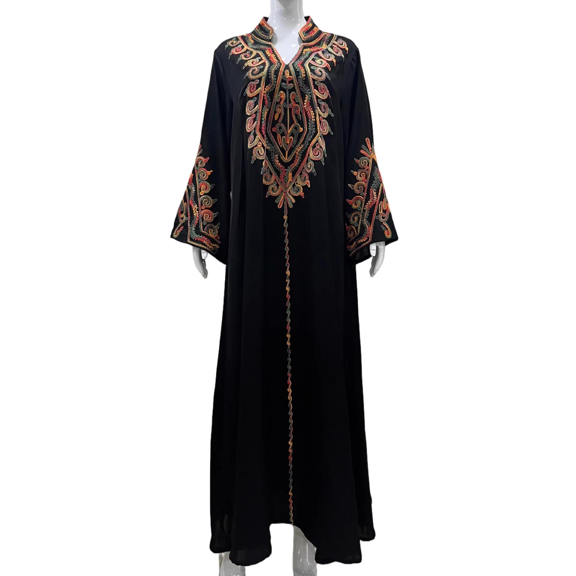 New In Stock Muslim Embroidered Robe, Middle Eastern Clothing, Abaya, Loose-fitting Women's Long Dress From Dubai,_ecoleips.com