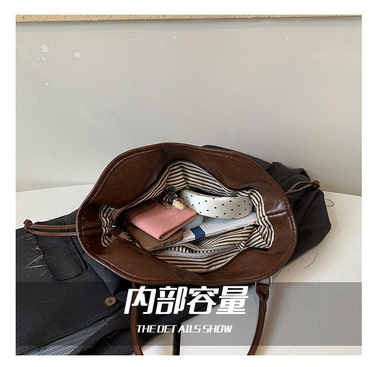 Túi tote nữ da PU , túi xách tay đi làm đựng đồ dung lượng lớn — Gạo trắng không có mặt dây chuyền, Màu cà phê Không có mặt dây chuyền, Màu nâu không có mặt dây chuyền, Đen không có mặt dây chuyền chi tiết 4