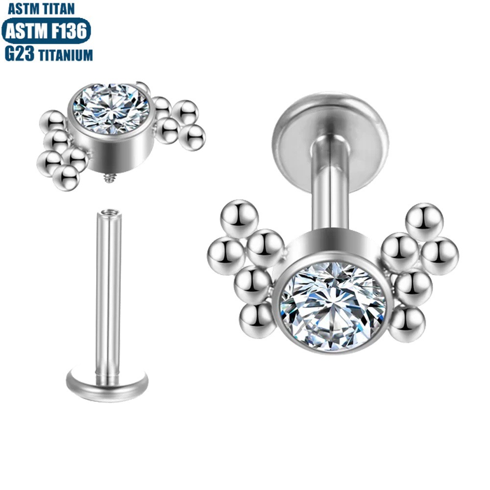 Labret stud lip piercing jewelry styling detail