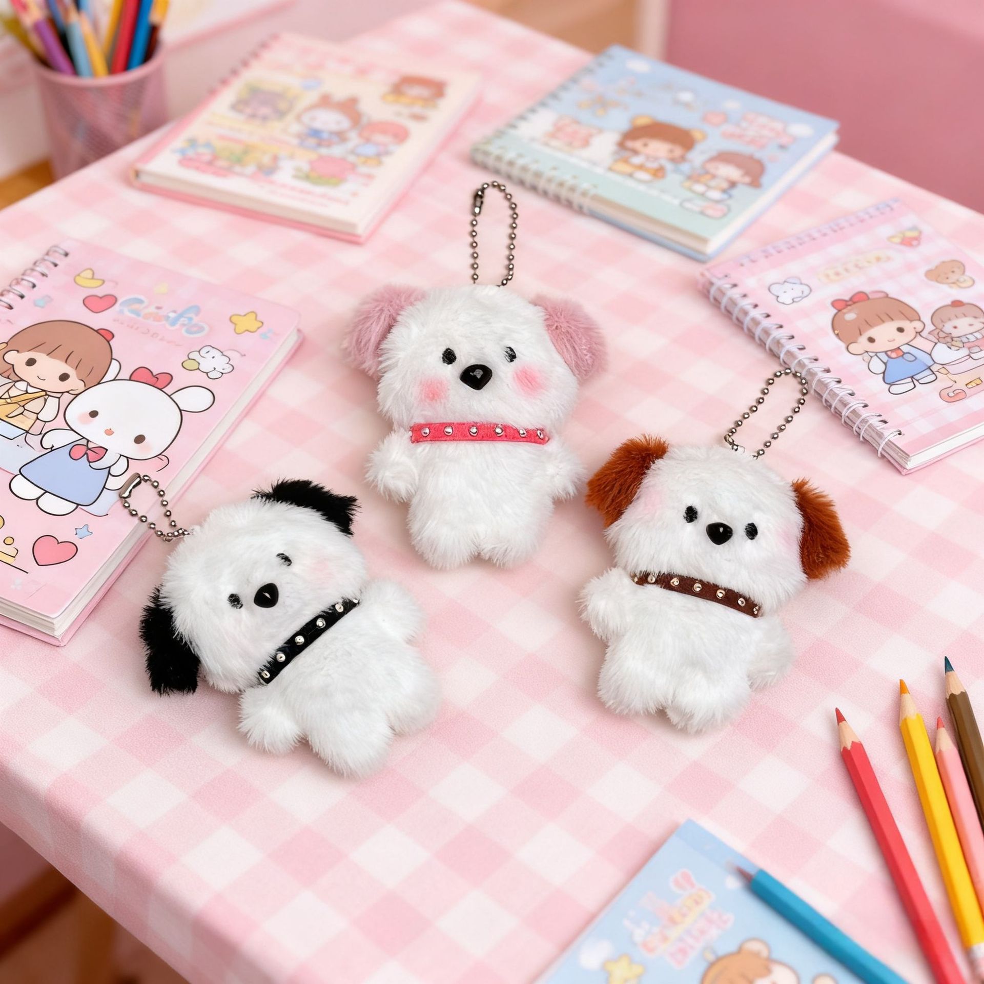 Nuevo collar de peluche lindo perro muñeca colgante niña leche de perro mochila decoración cabina mayorista