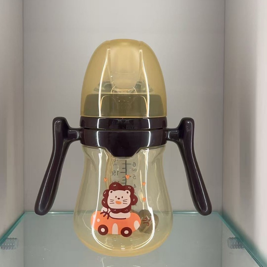 Chupete de un bocado en caja inglesa 180/240/280ml estilo simple con mango biberón PP con pajita