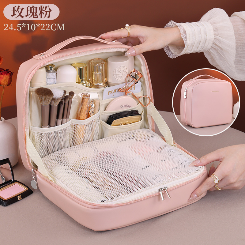 Bolsa de maquillaje para mujeres 2025, nueva bolsa de almacenamiento de maquillaje portátil de gran capacidad, bolsa de lavado de viaje de lujo ligera y de alta gama