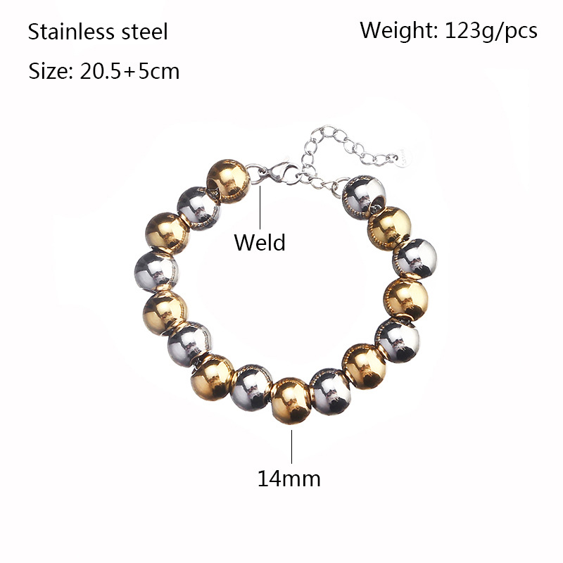 Business Occasion Stainless Steel Material Retro Ball Stainless Steel Plating Men's Bracelets
