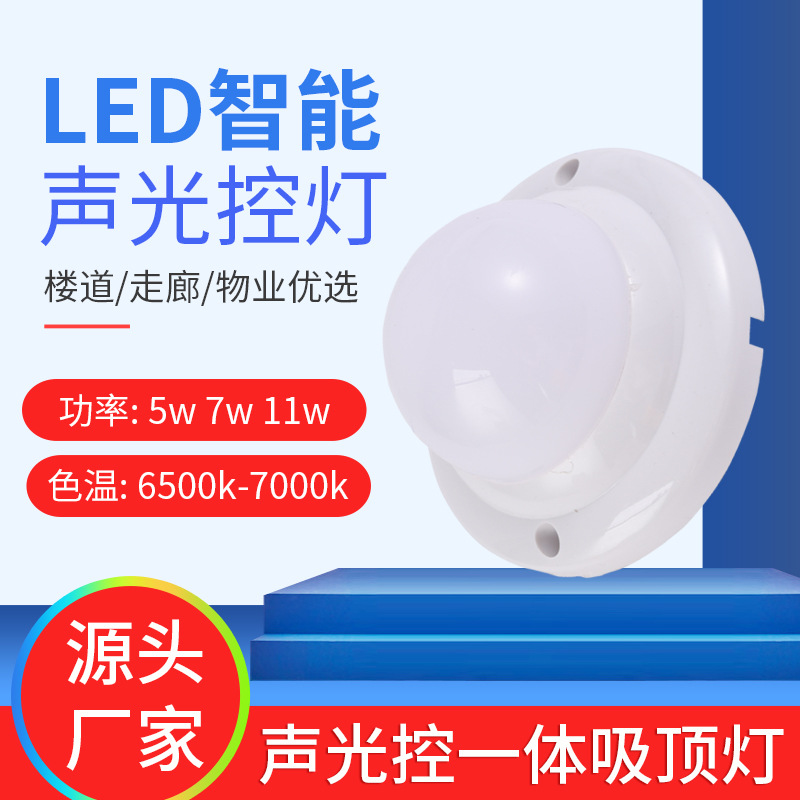 鑫视角声光控楼梯走廊吸顶灯 LED灯感应灯亚克力 球形灯 过道灯