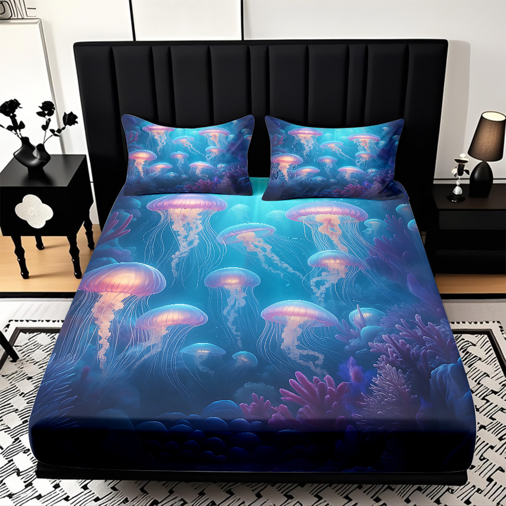 TEMU / JIT transfronterizo encantadora criatura submarina impresa digital 3D cama de cama de cama