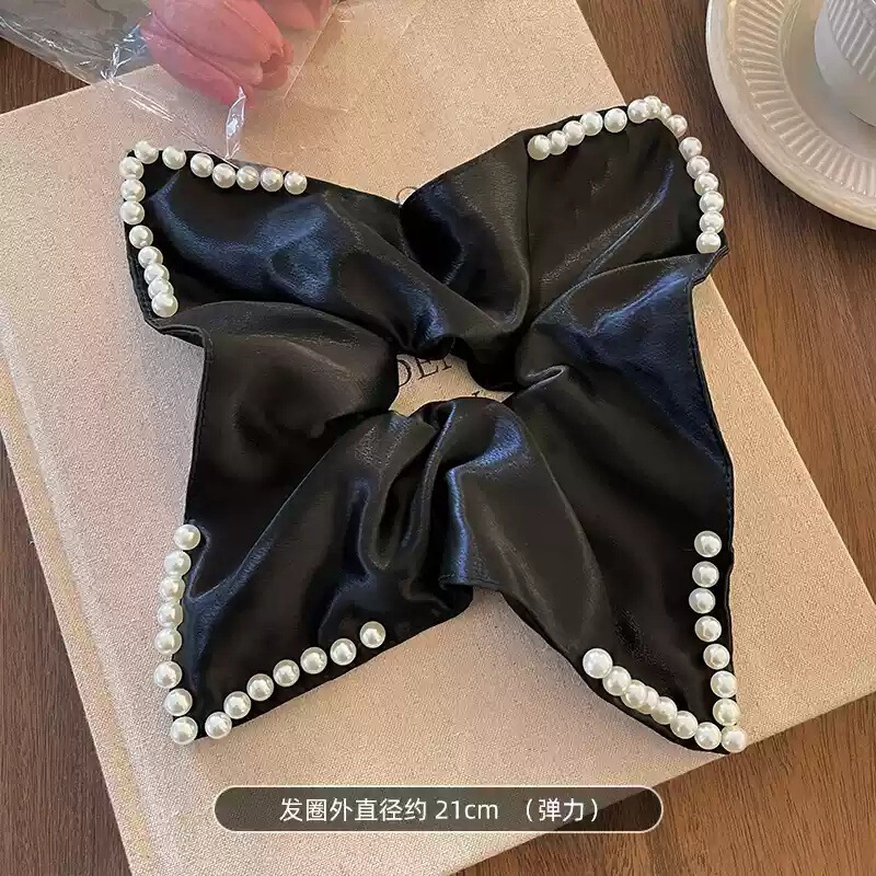 韩系布艺方巾大肠圈少女森系甜美镂空蕾丝发圈高级感头花马尾法式|undefined