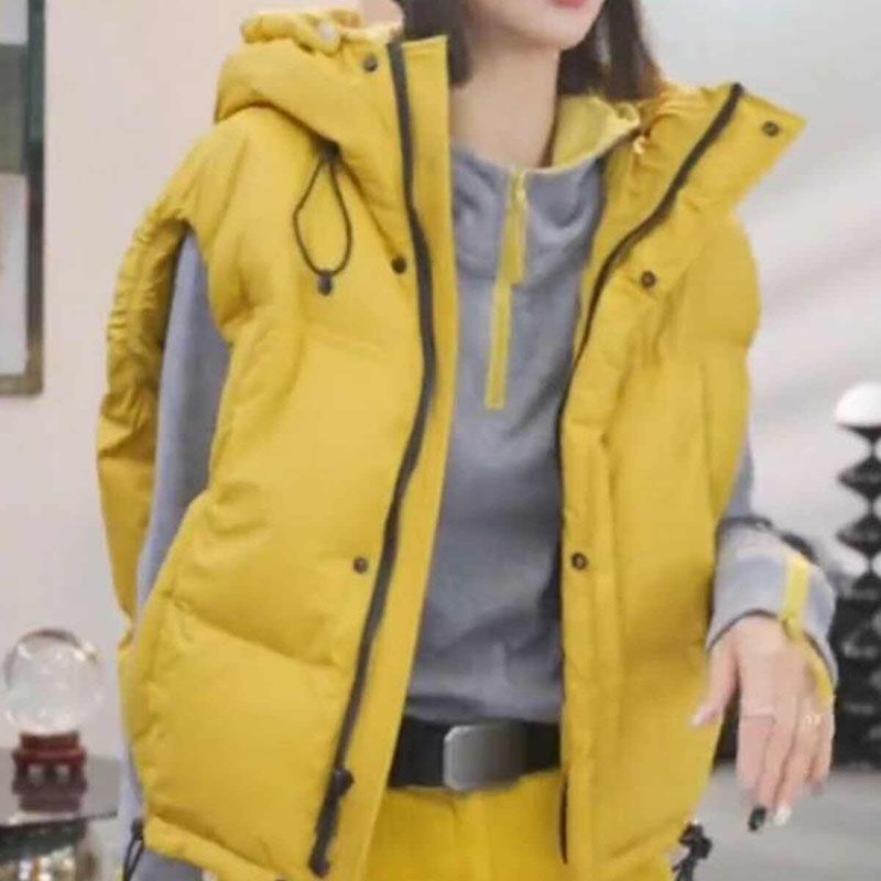 欧货连帽马甲羽绒棉服马甲宽松加厚2025春秋新款坎肩背心洋气外套|undefined