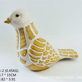 跨境陶瓷仿锈小鸟创意可爱小鸟园林居家摆件装饰品复活节雕刻小鸟