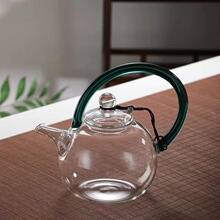 家用高硼硅玻璃茶具可电陶炉加热绿把提梁壶功夫茶具复古泡茶壶