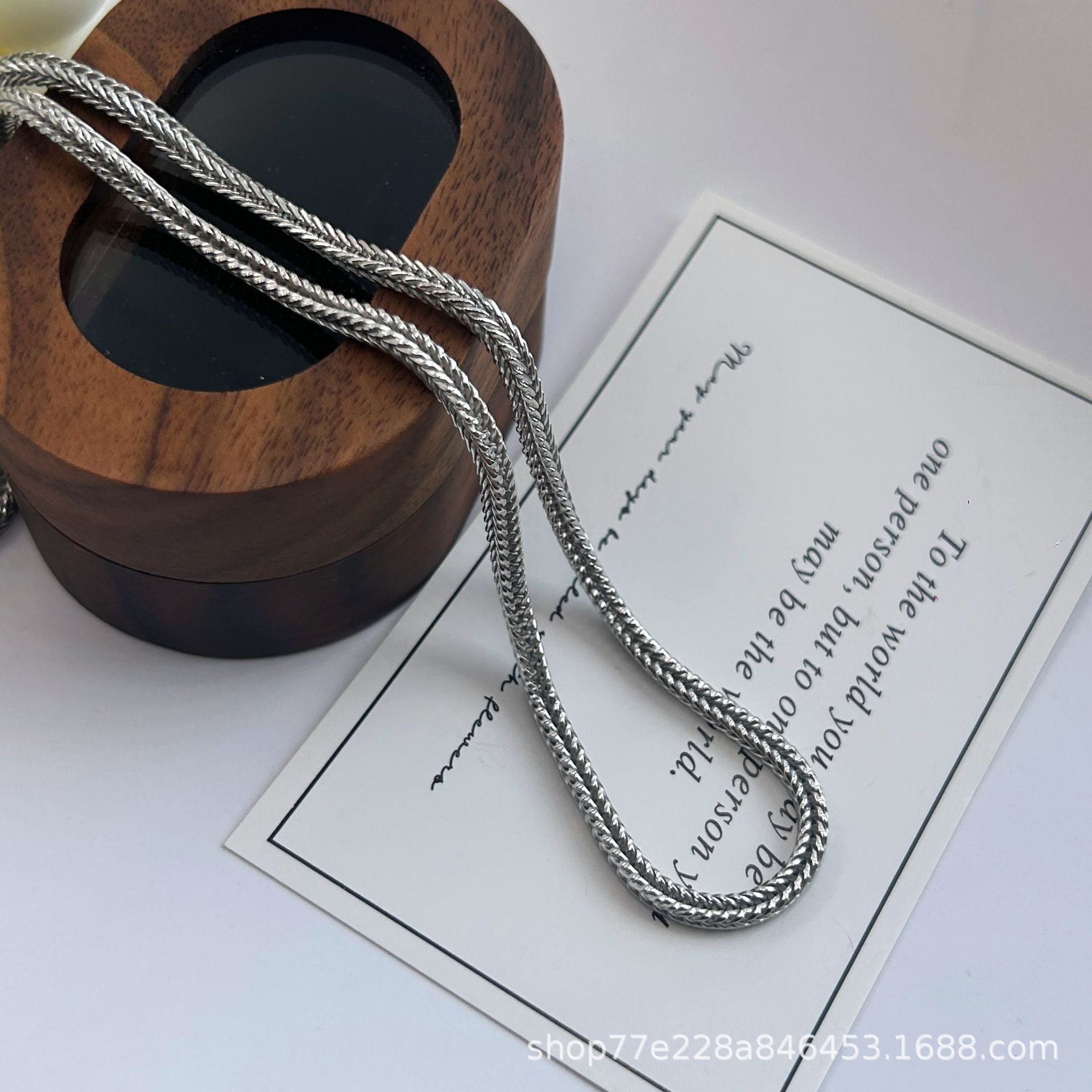 Yinjusheng Hot-Selling 925 Sterling Silver Fox Tail Chain Necklace Square Plain Chain Men's Simple Clavicle Chain Women's Fashion