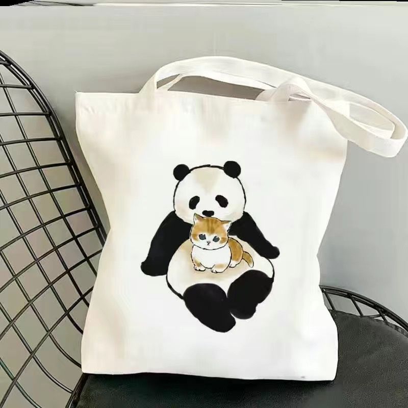 Flora panda caricatura bolsa de lona de hombro nueva bolsa de mano inswind nueva bolsa de mano para viajar estudiantes