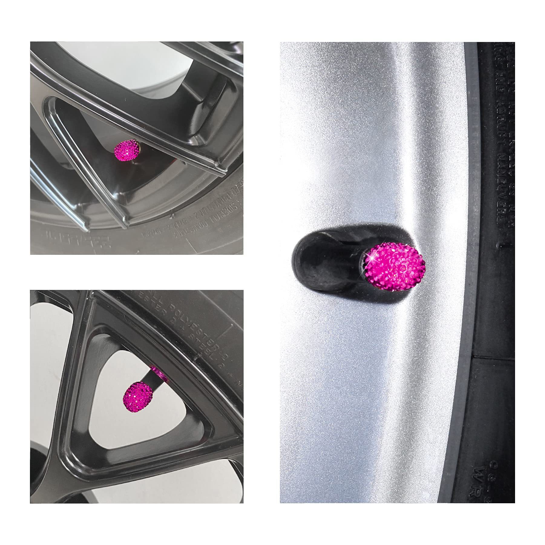 Car Tire Valve Caps with Rhinestones, Ceramic Full Diamond Valve Core Covers for Cars, Diamond Tire Caps for Women