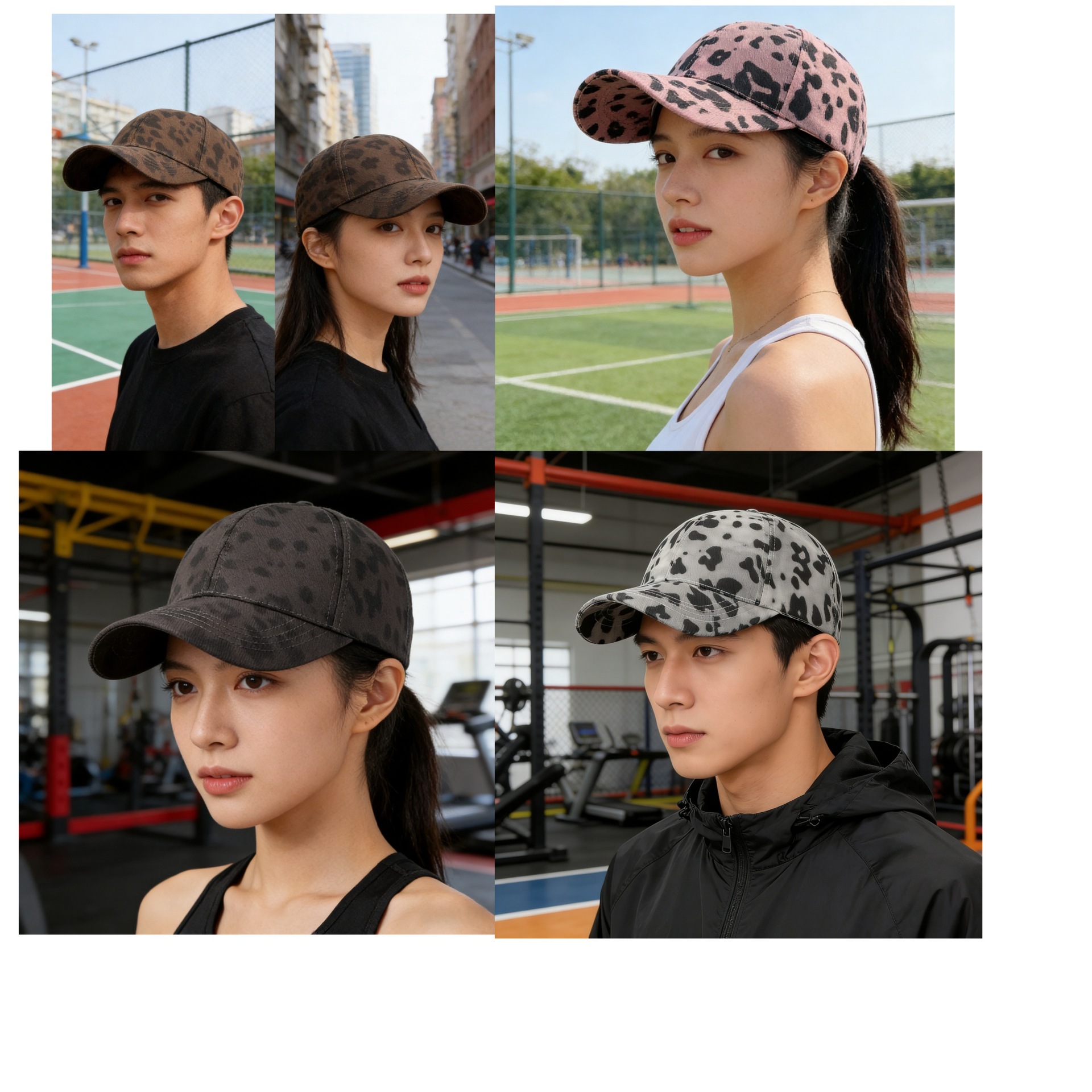 Cappellino da baseball con visiera rigida e stampa leopardata in stile coreano, adatto a tutte le stagioni, semplice e alla moda, stile europeo e americano, ideale per attività all'aperto._voghion.com