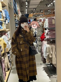 牛角扣呢子大衣高级毛呢外套赫本风小个子女秋冬季韩系2024新款感