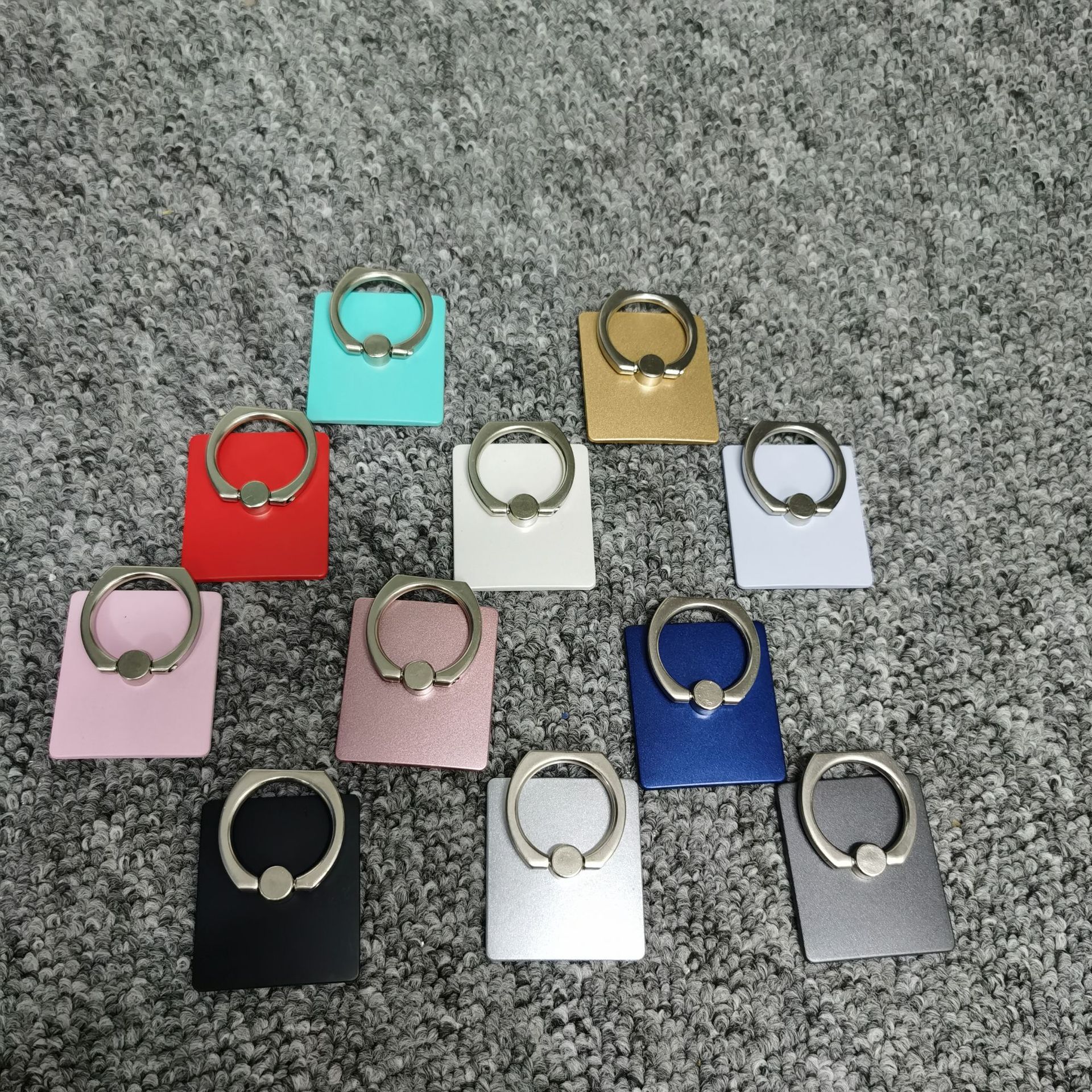 Anillo hebilla de fábrica al por mayor teléfono móvil soporte de anillo cuadrado soporte impresión perezoso teléfono móvil anillo de metal hebilla soporte
