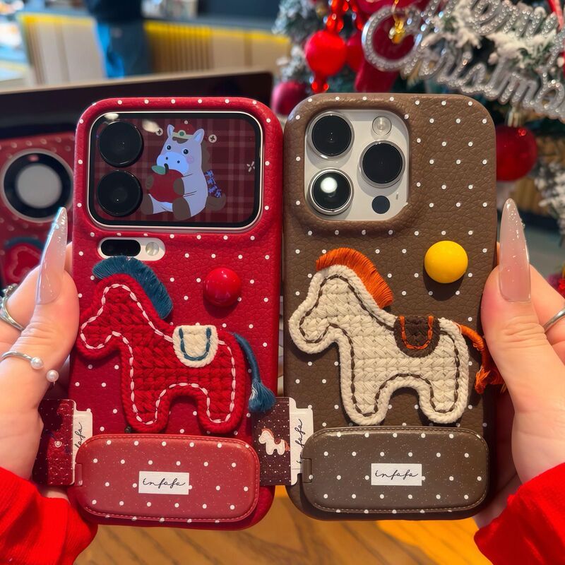 Suitable for Apple 17Promax Phone Case Iphone16/15 Leather Texture 14/13 Stand Type Anti-Fingerprint Color-Blocking Style