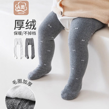 小蝴蝶结儿童打底裤 冬季加绒加厚婴儿连裤袜a类宝宝女童裤袜批发