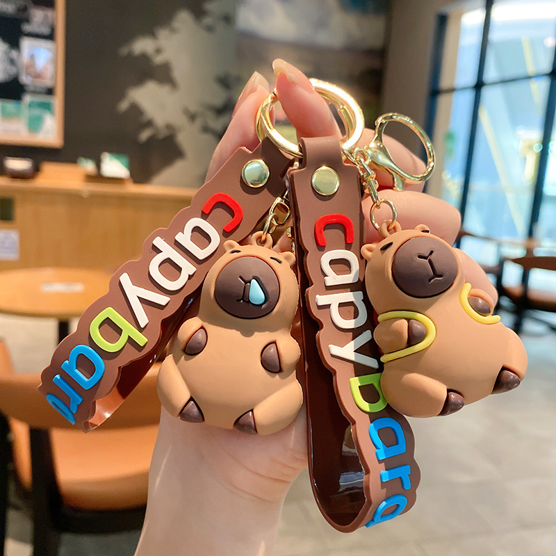 Lovable Capibala Keychain Cartoon Capyfish King Car Bag Key Chain Pendant Push Small Gift Wholesale