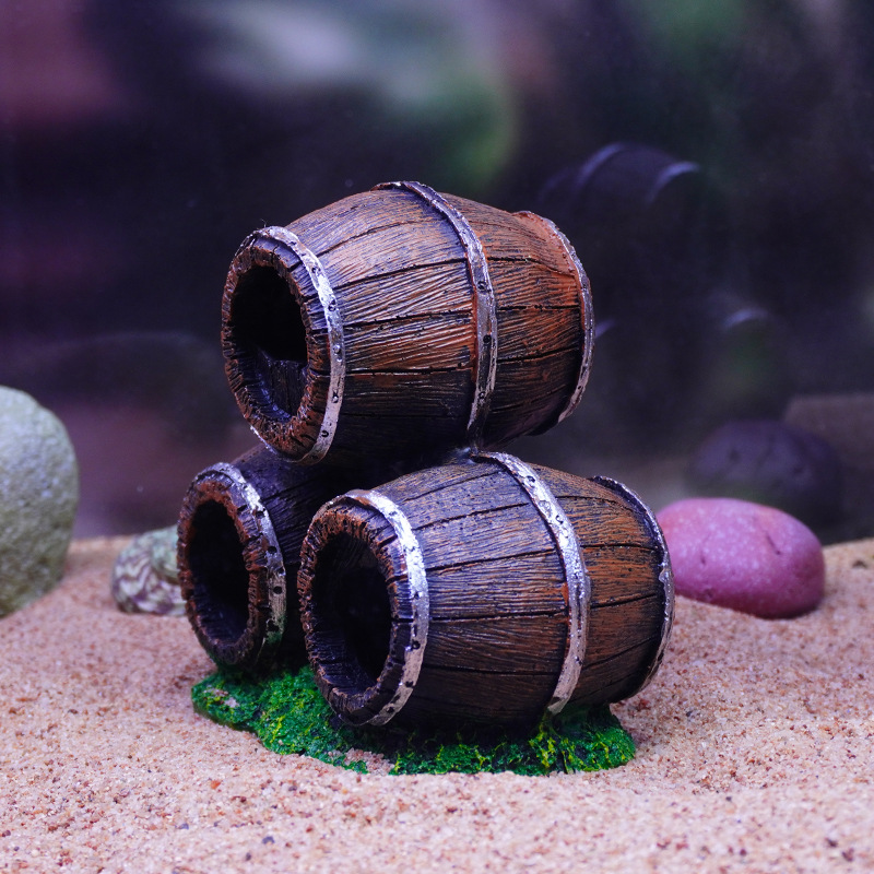 Acuario estilo explosión tanque de césped escenario peces camarones reproducción evitación casa pecera pequeño adornos resina tres pilas cubo de vino combinado