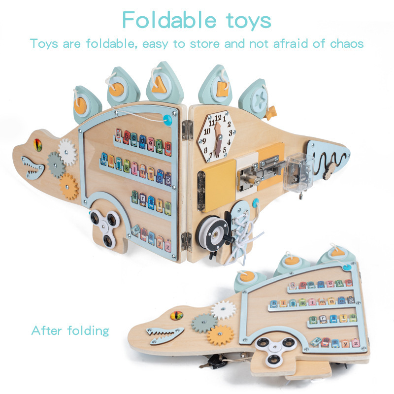 Estilo nórdico Tablero ocupado Juguetes de madera educativos Dormitorio para niños Adornos de cabeza de animal Arreglo de pared multifuncional al por mayor