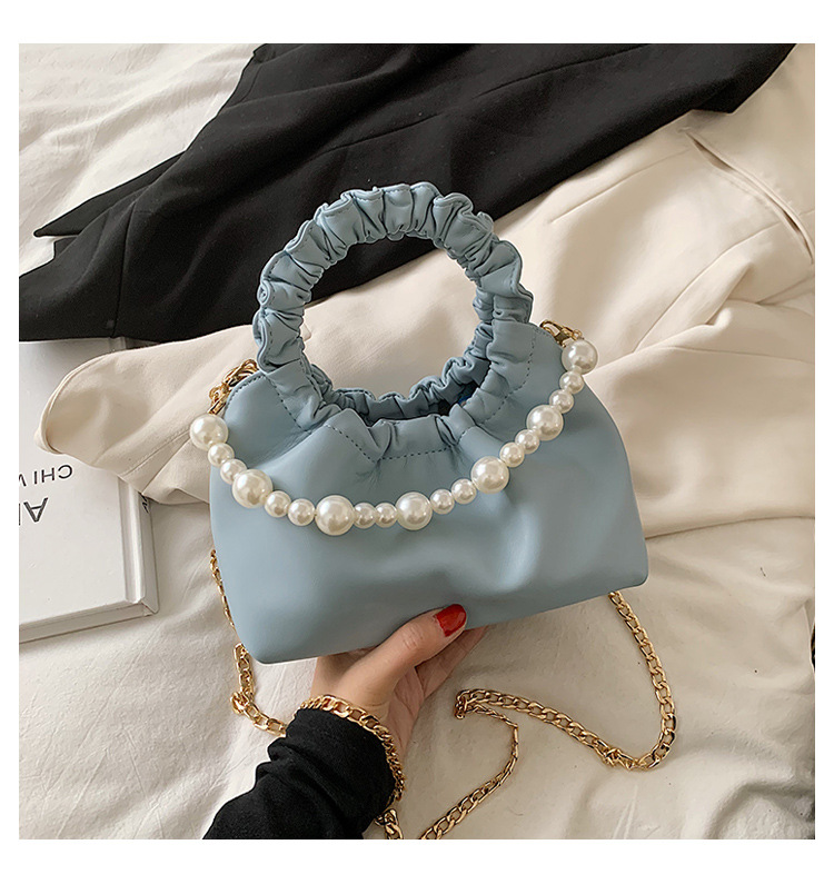 Wholesale Pleated Pearl Chain Solid Color Handbag Nihaojewelry display picture 33